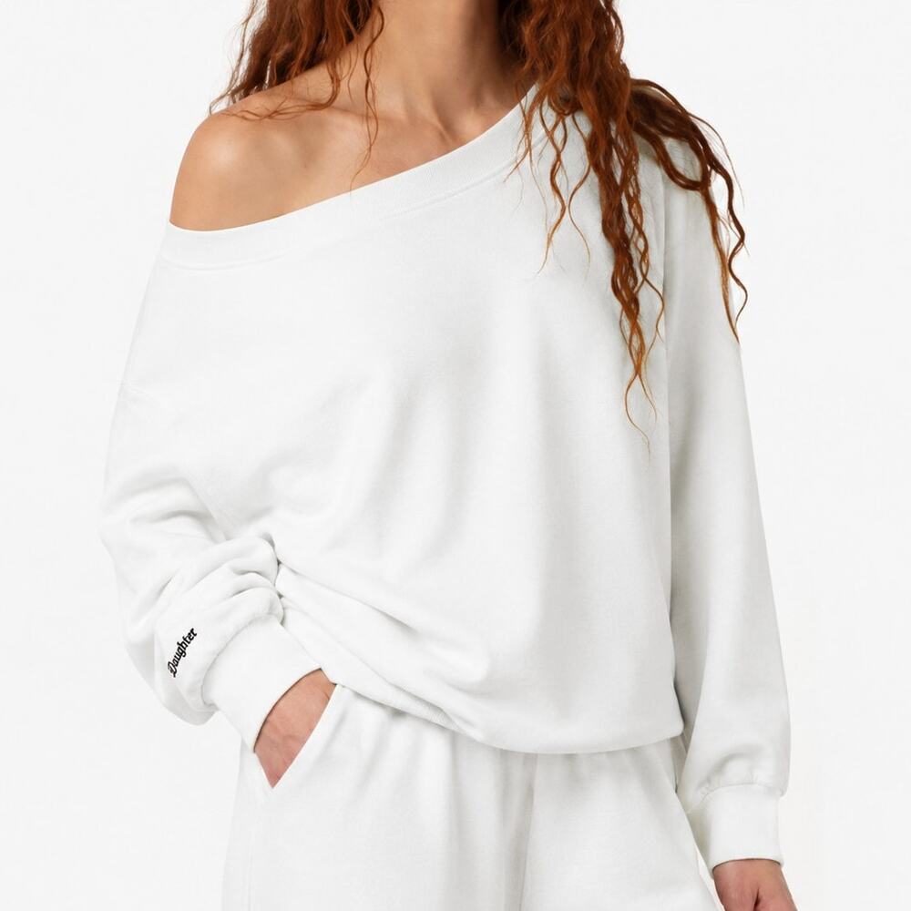 Favorite Daughter Boat neck Sweatshirt in white cotton size Large